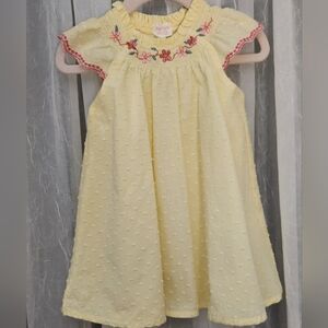 Kensie Yellow Floral Embroidered Kids Dress